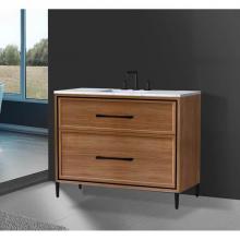 Madeli B465-42-001-LR-NW-HR-PC - Profile 42'' Free standing Vanity Cabinet in Natural Walnut/HW: Handle & Fee Polishe