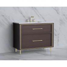 Madeli B465-42-001-LR-WA-HR-PN - Madeli Profile 42'' Free standing Vanity Cabinet in Walnut/HW: Handle & Feet Polishe