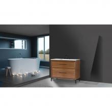 Madeli B465-42-001-LY-NW-HY-MB - Madeli Profile 42'' Free standing Vanity Cabinet in Natural Walnut/HW: Handle & Feet