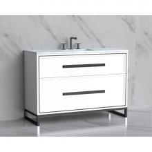 Madeli B465-48C-001-LC-WH-HP-PN - Madeli Profile 48C'' Free standing Vanity Cabinet in White/HW: Handle & Feet Polishe