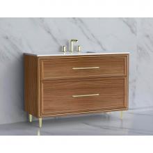 Madeli B465-48C-001-LR-NW-HR-MB - Madeli Profile 48C'' Free standing Vanity Cabinet in Natural Walnut/HW: Handle & Fee