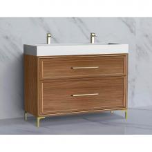Madeli B465-48C-001-LY-NW-HY-PN - Madeli Profile 48C'' Free standing Vanity Cabinet in Natural Walnut/HW: Handle & Fee
