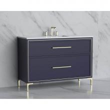 Madeli B465-48C-001-LY-SA-HY-MB - Madeli Profile 48C'' Free standing Vanity Cabinet in Sapphire/HW: Handle & Feet Matt