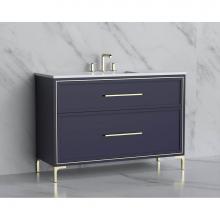 Madeli B465-48C-001-LY-SA-HY-PC - Madeli Profile 48C'' Free standing Vanity Cabinet in Sapphire/HW: Handle & Feet Poli