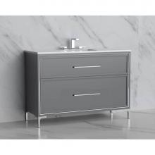 Madeli B465-48C-001-LY-TG-HY-PN - Madeli Profile 48C'' Free standing Vanity Cabinet in Studio Grey/HW: Handles/Feet in Pol