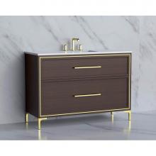 Madeli B465-48C-001-LY-WA-HY-PC - Madeli Profile 48C'' Free standing Vanity Cabinet in Walnut/HW: Handle & Feet Polish