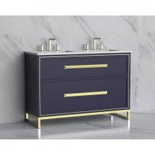 Madeli B465-48D-001-LC-SA-HP-MB - Madeli Profile 48D'' Free standing Vanity Cabinet in Sapphire/HW: Handle & Feet Matt