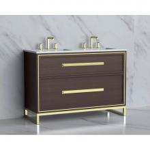 Madeli B465-48D-001-LC-WA-HP-PC - Madeli Profile 48D'' Free standing Vanity Cabinet in Walnut/HW: Handle & Feet Polish
