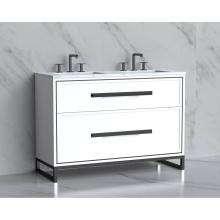 Madeli B465-48D-001-LC-WH-HP-PC - Madeli Profile 48D'' Free standing Vanity Cabinet in White/HW: Handle & Feet Polishe