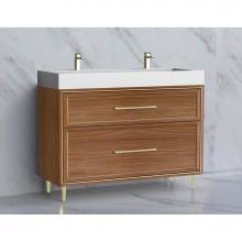 Madeli B465-48D-001-LR-NW-HR-PC - Madeli Profile 48D'' Free standing Vanity Cabinet in Natural Walnut/HW: Handle & Fee