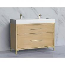 Madeli B465-48D-001-LY-NO-HY-PC - Madeli Profile 48D'' Free standing Vanity Cabinet in Natural Oak/HW: Handle & Feet P