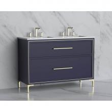 Madeli B465-48D-001-LY-SA-HY-PC - Madeli Profile 48D'' Free standing Vanity Cabinet in Sapphire/HW: Handle & Feet Poli