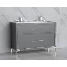 Madeli B465-48D-001-LY-TG-HY-SB - Madeli Profile 48D'' Free standing Vanity Cabinet in Studio Grey/HW: Handles/Feet in Sat