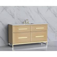 Madeli B465-60C-001-LC-NO-HP-PC - Madeli Profile 60C'' Free standing Vanity Cabinet in Natural Oak/HW: Handle & Feet P