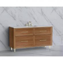 Madeli B465-60C-001-LR-NW-HR-BN - Madeli Profile 60C'' Free standing Vanity Cabinet in Natural Walnut/HW: Handle & Fee