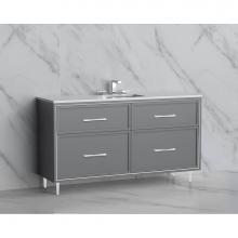 Madeli B465-60C-001-LR-TG-HR-MB - Madeli Profile 60C'' Free standing Vanity Cabinet in Studio Grey/HW: Handles/Feet in Mat