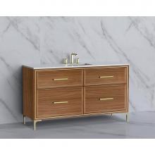 Madeli B465-60C-001-LY-NW-HY-PN - Madeli Profile 60C'' Free standing Vanity Cabinet in Natural Walnut/HW: Handle & Fee