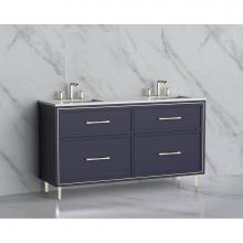 Madeli B465-60D-001-LR-SA-HR-BN - Madeli Profile 60D'' Free standing Vanity Cabinet in Sapphire/HW: Handle & Feet Brus