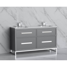 Madeli B465-60D-001-LC-TG-HP-PC - Profile 60D'' Free standing Vanity Cabinet in Studio Grey/HW: Polished Chrome(PC)