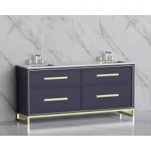 Madeli B465-72D-001-LC-SA-HP-SB - Madeli Profile 72'' Free standing Vanity Cabinet in Sapphire/HW: Handle & Feet Satin