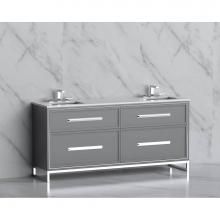 Madeli B465-72D-001-LC-TG-HP-SB - Madeli Profile 72'' Free standing Vanity Cabinet in Studio Grey/HW: Handle & Feet Sa