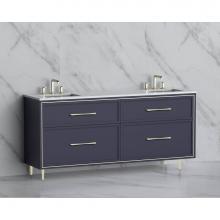 Madeli B465-72D-001-LR-SA-HR-SB - Madeli Profile 72'' Free standing Vanity Cabinet in Sapphire/HW: Handle & Feet Satin