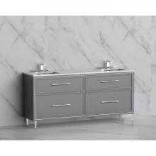 Madeli B465-72D-001-LR-TG-HR-PC - Madeli Profile 72'' Free standing Vanity Cabinet in Studio Grey/HW: Handles/Feet Polishe