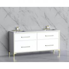 Madeli B465-72D-001-LY-WH-HY-MB - Madeli Profile 72'' Free standing Vanity Cabinet in White/HW: Handle & Feet Matte Bl