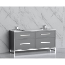 Madeli B465-72D-001-LC-TG-HP-PC - Profile 72'' Free standing Vanity Cabinet in Studio Grey/HW: Polished Chrome(PC)