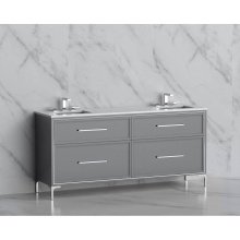 Madeli B465-72D-001-LY-TG-HY-PN - Profile 72'' Free standing Vanity Cabinet in Studio Grey/HW: Handles/Feet in Polished Ni