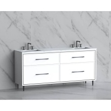 Madeli B465-72D-001-LR-WH-HR-PC - Profile 72'' Free standing Vanity Cabinet in White/HW: Polished Chrome(PC)
