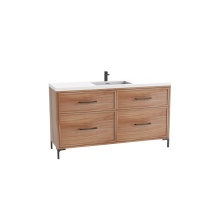 Madeli B466-60C-001-LY-NW-HY-PC - Profile SE 60C'' Free standing Vanity Cabinet in Natural Walnut/HW: Polished Chrome(PC)