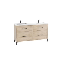 Madeli B466-60D-001-LY-NO-HY-PC - Profile SE 60D'' Free standing Vanity Cabinet in Natural Oak/HW: Polished Chrome(PC)