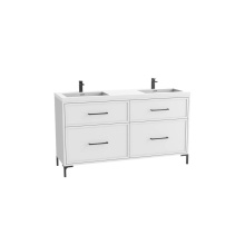 Madeli B466-60D-001-LY-WH-HY-PC - Profile SE 60D'' Free standing Vanity Cabinet in White/HW: Polished Chrome(PC)