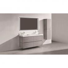 Madeli B500-60D-002-AG - Madeli Cube 60D'' Wall hung  Vanity Cabinet in Ash Grey Finish