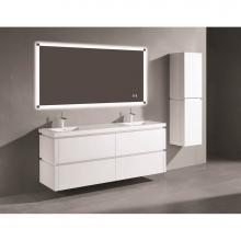 Madeli B500-72D-002-WH - Madeli Cube 72'' Wall hung  Vanity Cabinet in White Finish
