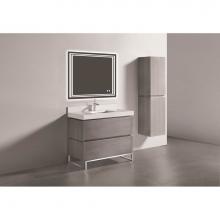 Madeli B600-42-001-LC-AG-PN - Madeli Metro 42'' Free Standing Vanity in Ash Grey/HW: Polished Nickel(PN)