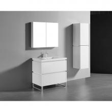 Madeli B600-42-001-LS-WH-PN - Madeli Metro 42'' Free Standing Vanity in White/HW: Polished Nickel(PN)
