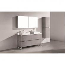 Madeli B600-60D-001-LS-AG-PC - Madeli Metro 60D'' Free Standing Vanity in Ash Grey/HW: Polished Chrome(PC)