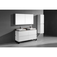 Madeli B600-60D-001-LS-WH-MB - Metro 60D'' Free Standing  Vanity Cabinet in  White/HW: Matte Black(MB)