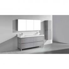 Madeli B600-72D-001-LL-AG-PC - Madeli Metro 72'' Free Standing Vanity in Ash Grey/HW: Polished Chrome(PC)