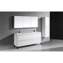 Madeli B600-72D-001-LL-WH-MB - Madeli Metro 72'' Free Standing Vanity in White/HW: Matte Black(MB)