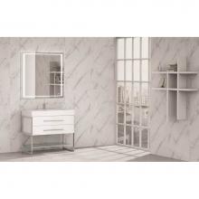 Madeli B810-36-001-WH-BN - Madeli Silhouette 36'' Free Standing Vanity White/HW: Brushed Nickel(BN)