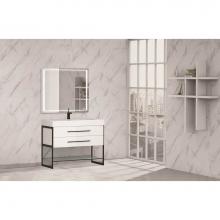 Madeli B810-48C-001-WH-BN - Madeli Silhouette 48C'' Free standing Vanity White/HW: Brushed Nickel(BN)