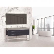 Madeli B810-60D-001-SA-SB - Madeli Silhouette 60D'' Free standing Vanity Sapphire/HW: Satin Brass(SB)