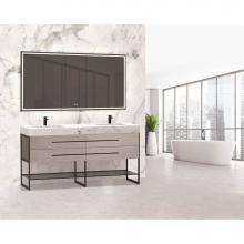 Madeli B810-72D-001-AG-SB - Madeli Silhouette 72'' Free standing Vanity Ash Grey/HW: Satin Brass(SB)