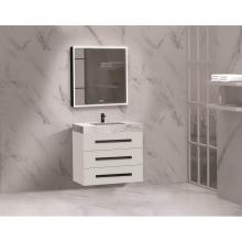 Madeli B820-30-002-WH-SB - Madeli Epic 30'' Wall hung Vanity Cabinet White Finish/HW: Satin Brass(SB)