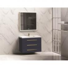 Madeli B820-36-002-SA-PN - Madeli Epic 36'' Wall hung Vanity Cabinet Sapphire Finish/HW: Polished Nickel(PN)