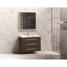 Madeli B820-36-002-WA-MB - Madeli Epic 36'' Wall hung Vanity Cabinet Walnut Finish/HW: Matte Black(MB)