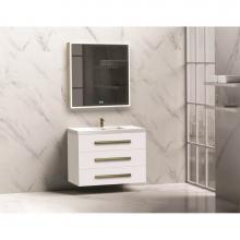 Madeli B820-36-002-WH-PN - Madeli Epic 36'' Wall hung Vanity Cabinet White Finish/HW: Polished Nickel(PN)